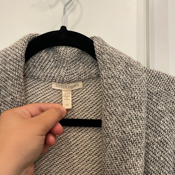 Eileen Fisher Grey Organic Cotton Blazer Sweater - Picture 6 of 8